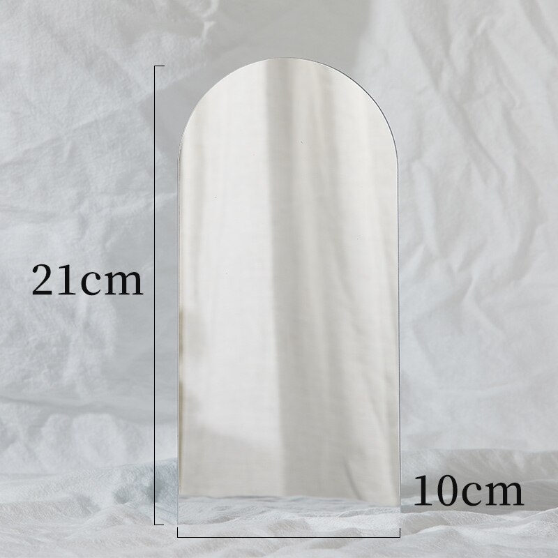 Acrylic Mirror Board Cosmetics Photography Backdrops Birthday Room Decoretiong Ornaments Photograthy Props for Photo Studio: Arch   21x10cm