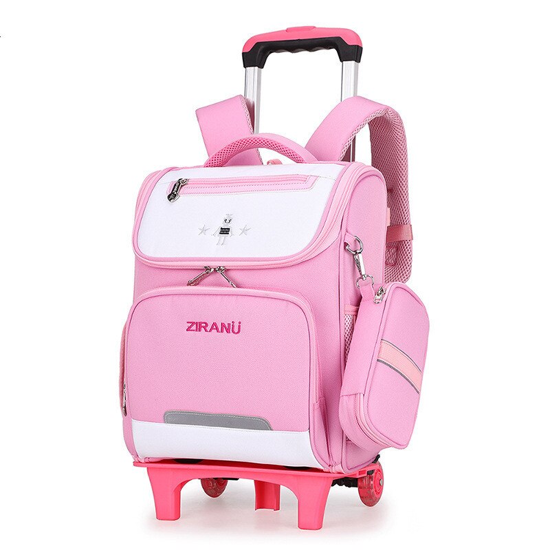 Verwisselbare Kinderen Trolley Schooltas 2/6 wielen ZIRANYU Kids Wheeled tas Nylon Waterdichte Reistas Mochilas