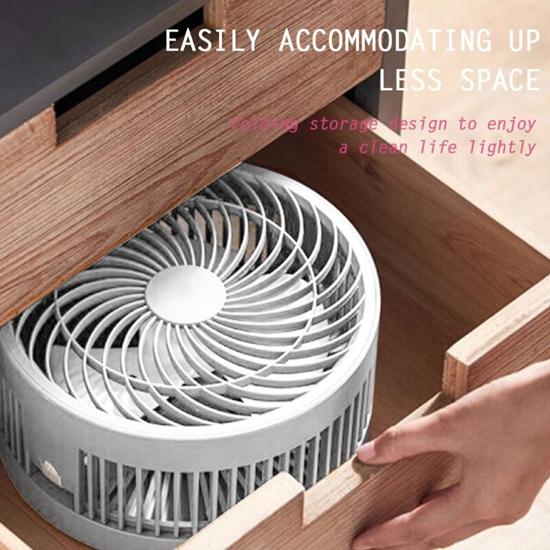 Desk Table Oscillating Fan Portable Folding Telescopic USB Powered Adjustable Height Pedestal Fans 77UB