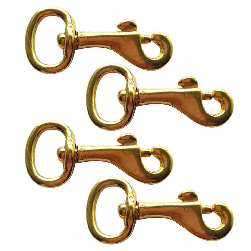 4 Pieces Solid Brass Swivel Eye Bolt Snap 45mm Marine Hook Dog Chain Clip Hiking Carabiner