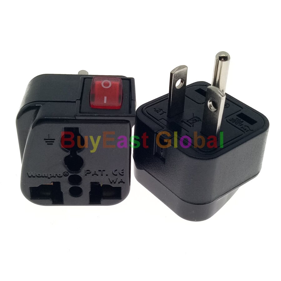 Universal Plug Adapter - Nema 6-20P for 208/220/230/240 Volt - 10A Max W/ LED on/off Main Power Switch WSA-21