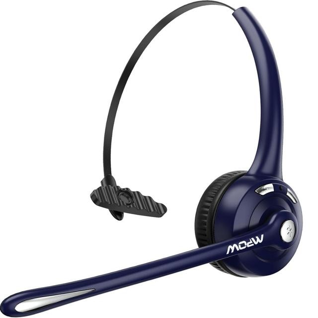 Mpow 015 Pro Wireless Headphone V5.0 Bluetooth Headset with Noise Cancelling Mic For Trucker Driver Call Customer Service: Blue