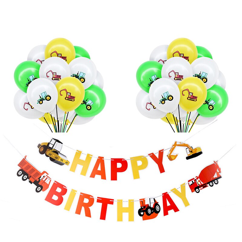 Conjunto de cartel de feliz cumpleaños para niños, Set de decoración de cumpleaños, avión, barco, transportador, guirnaldas de pancarta, globo, Temática de tráfico