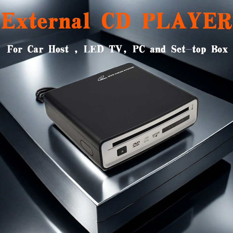 External Car CD Player For Car Host, LED TV, PC and Set-top Box With USB/Type-C Connection CD Player Plug and Play