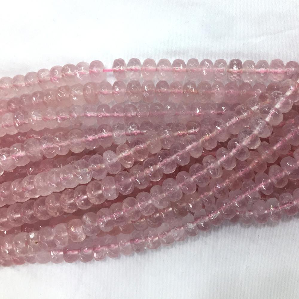 Di alta Qualità Mozambico Trasparente Rosa Quarzo Rosa Allentati di Cristallo Sfaccettato Rondelle Collana Dei Monili Del Braccialetto di Perline 06038