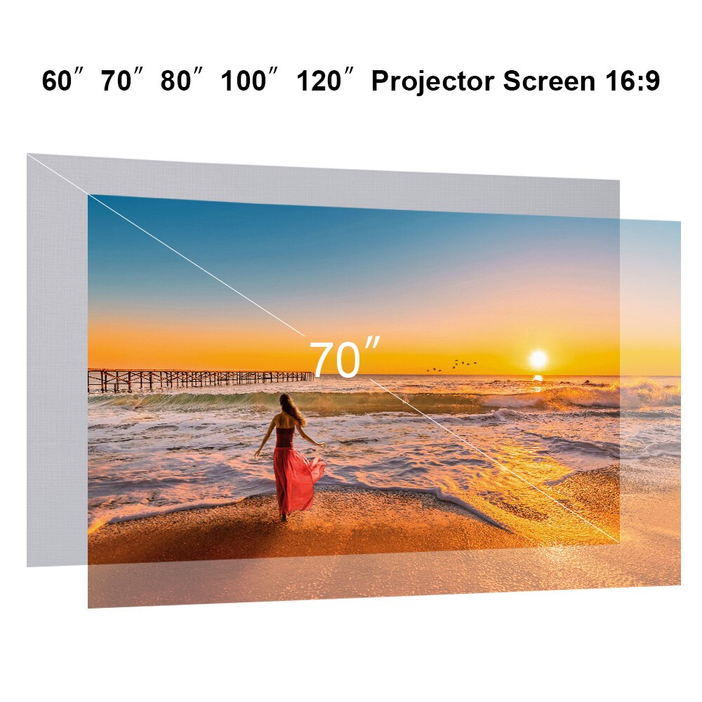 Portable Projector Screen HD 16:9 Frameless Video Projection Screen Foldable Wall Mounted for Home Office 60/70/80/100/120inch