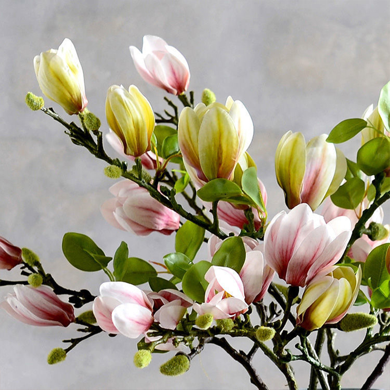 1 kimppu keinotekoinen magnolia kukka simulaatio kukkaoksa hääjuhliin puutarha olohuoneen pöytä kodin koristeluun