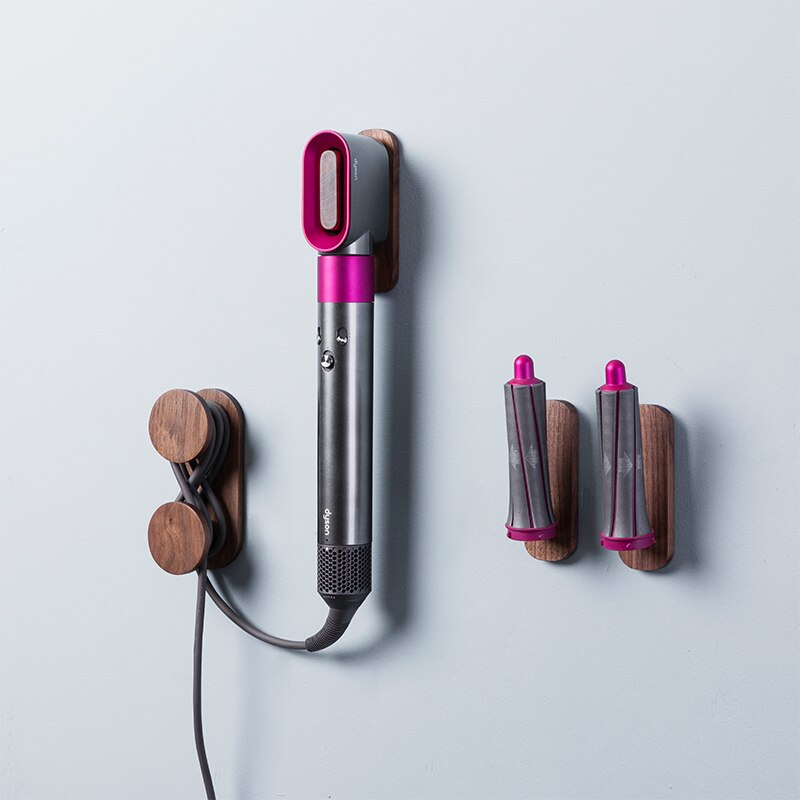 Supporto per asciugacapelli per supporto da parete supporto per Dyson Airwrap Styler portaoggetti in noce per capelli arricciacapelli bacchetta bagno