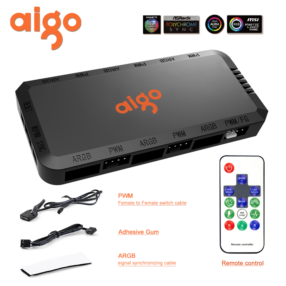 Aigo  ar12 pro vit datorchassifläkt  pc 120mm- pins rgb-fläkt 4- pins pwm-kylfläkt 3- pins 5v obegränsat utrymme argb 12cm- fläkt: Silver-