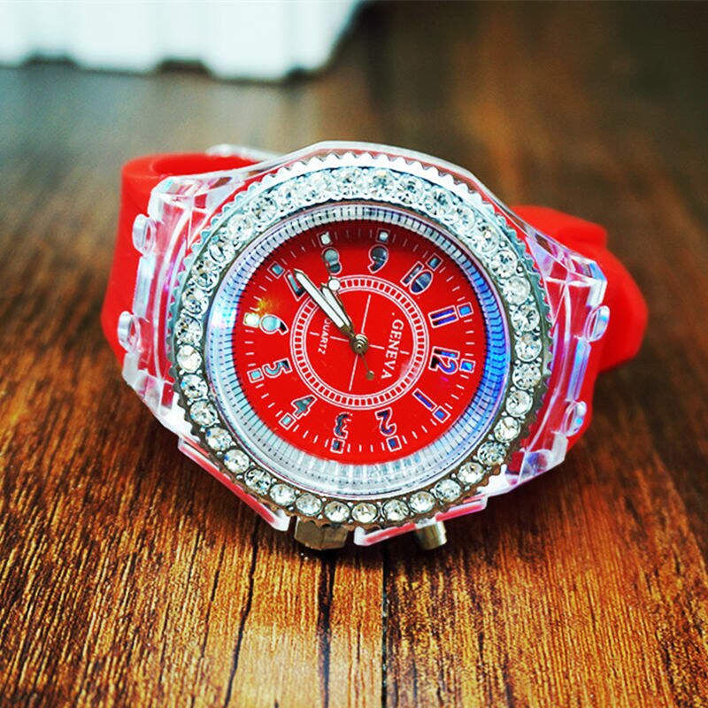 Led silikone ur kvinders mænd sport damer udendørs armbåndsur relogios masculino lysende ure erkek kol saati reloj: Rød