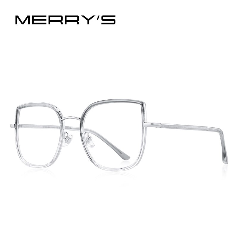 MERRYS Women Retro Cat Eye Glasses Frame Ladies Eyeglasses Myopia Prescription Optical Eyewear S2605: C02 Gray