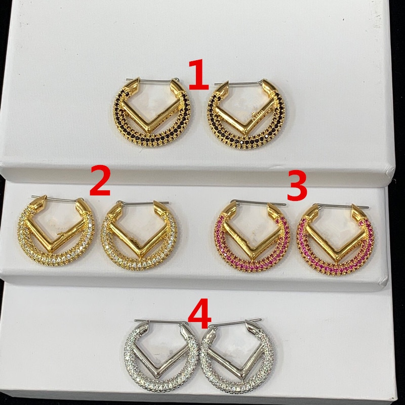 4 kleuren volledige zirkoon ronde cirkel brief oorbellen retro stijl iniital brief stud oorbellen luxe sieraden
