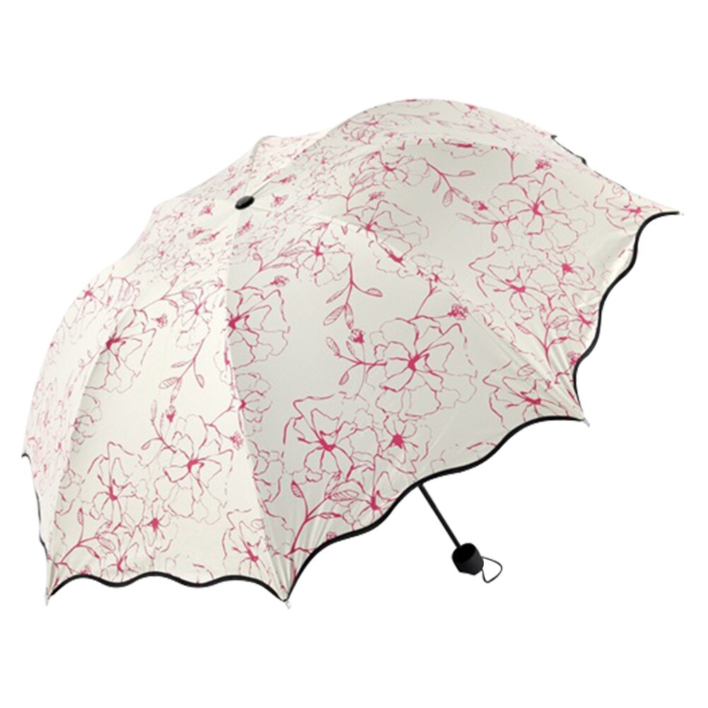 Paraplu Uv Bescherming Vrouwen Zon Paraplu Opvouwbare Paraplu Winddicht Paraplu Reis Met Hibiscus Bloemen Op Luifel