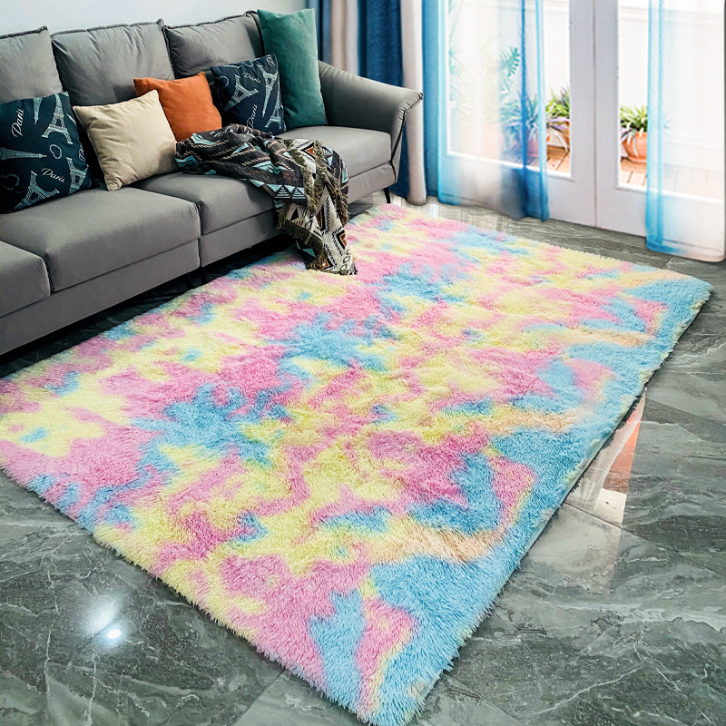 Fluffy Soft Carpet, Antislip Emulsion Bottom, Shaggy Area Rug voor Slaapkamer Woonkamer, Beste Voor Kinderen en Baby's Tie Dye Donkerroze 100x200cm