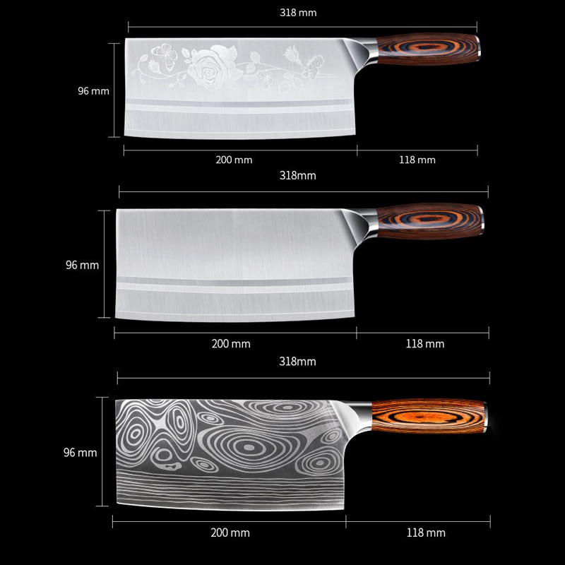8 inch chinees mes, slagersmes, snijgereedschap, chopper, 7 cr 17 mov roestvrijstalen vleesmes, groentesnijder, keukenkoksmes
