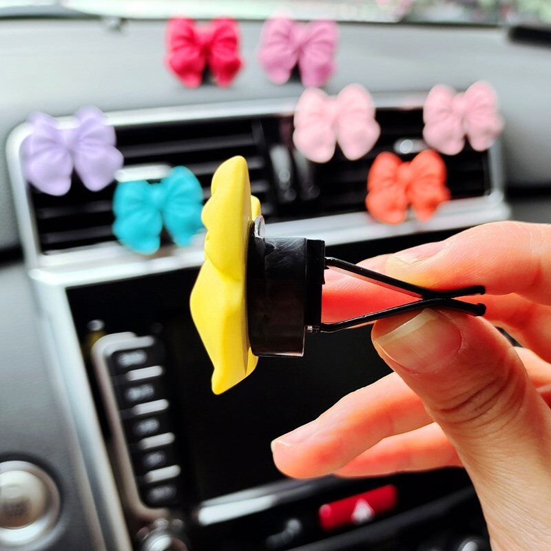 Cute Bow-knot Car Accessories Interior Woman Perfume Clip Car Air Freshener Air Vent Clip Cartoon Bow-knot Girls Decoration