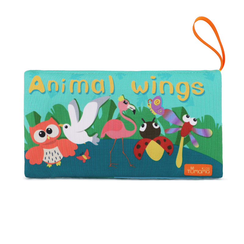 Tumama Kids Baby Doek Boeken Vroeg Leren Educatief Speelgoed Met Dieren Huid Zachte Doek Ontwikkeling Boeken Rammelaars Opknoping Speelgoed: animal wing