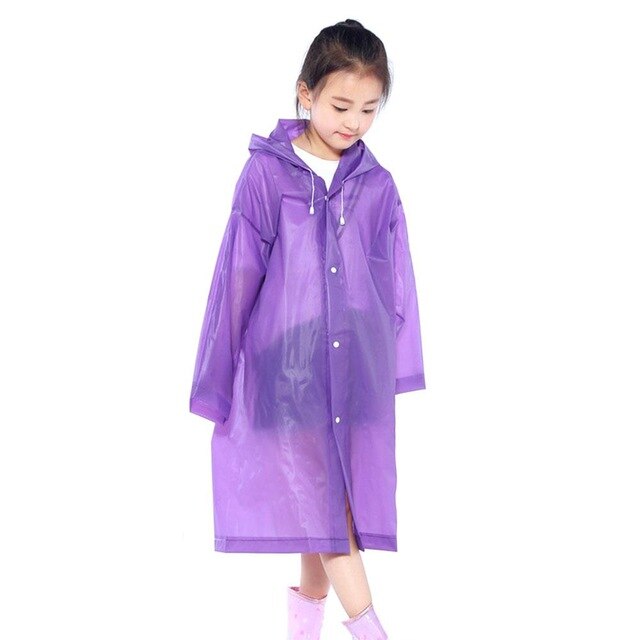 Polychromatic Raincoat Rain Coat Hood Hiking Accessories Adult Raincoat Emergency 2mm Cover Child EVA Outdoor Transparent: Purple