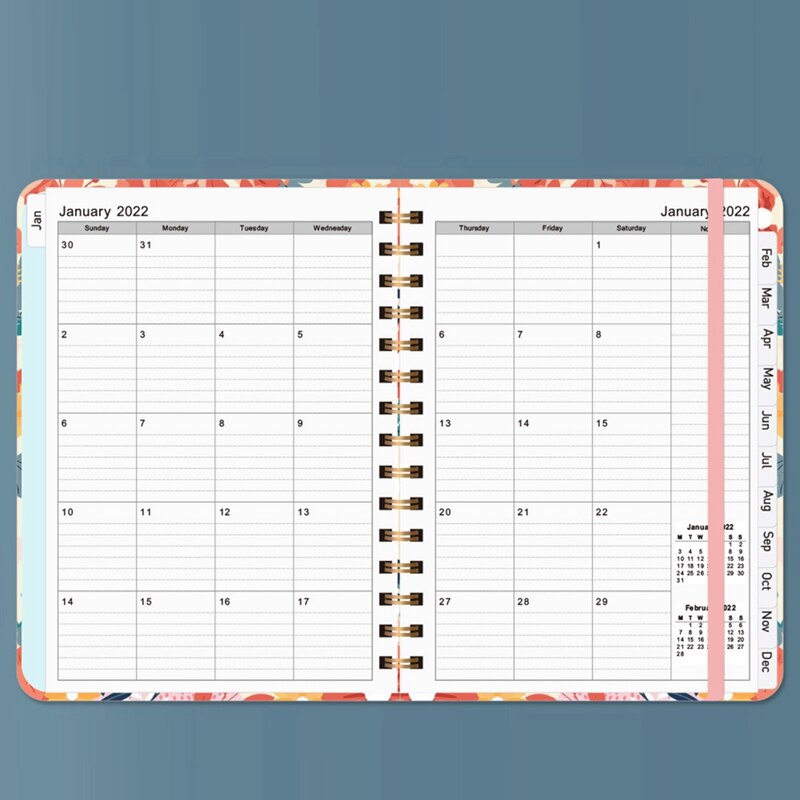 Engels Schema Notepad Daily Planner A5 Spoel Notebook (Tropische Bloem)