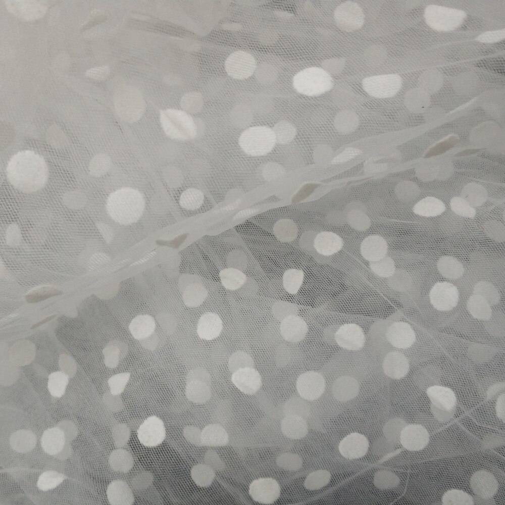 Retro-stijl zwarte stippenprint tule kantstof afrikaanse sluier zachte mesh tule net voor trouwjurk/tutu blouse: Gebroken wit