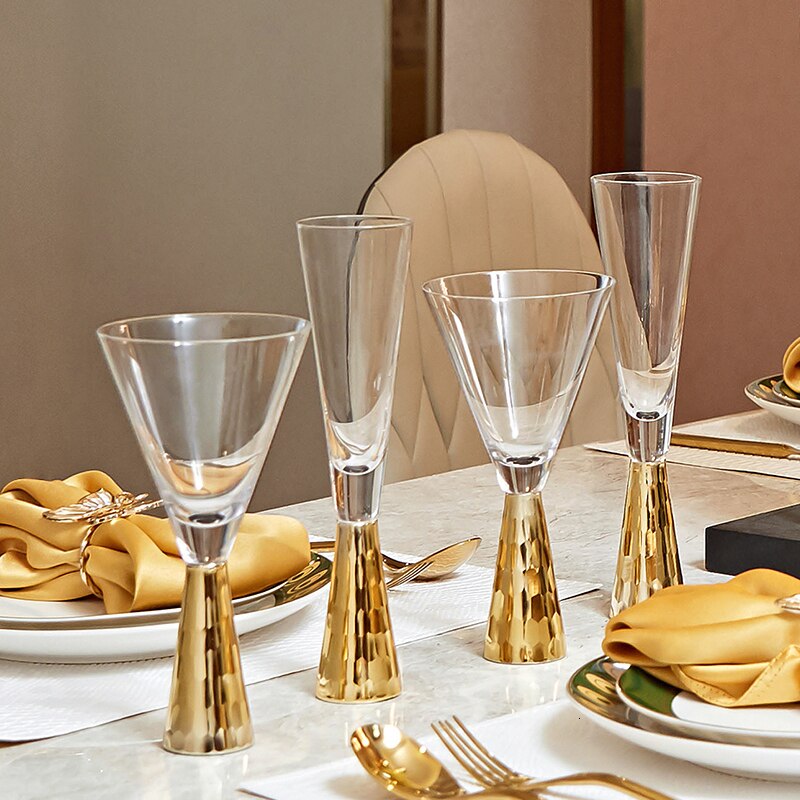 Copa de vino de lujo de la Corte Europea, oro rojo transparente, exclusivo, restaurante, boda, Copas de champán, Verre, ron, Martini