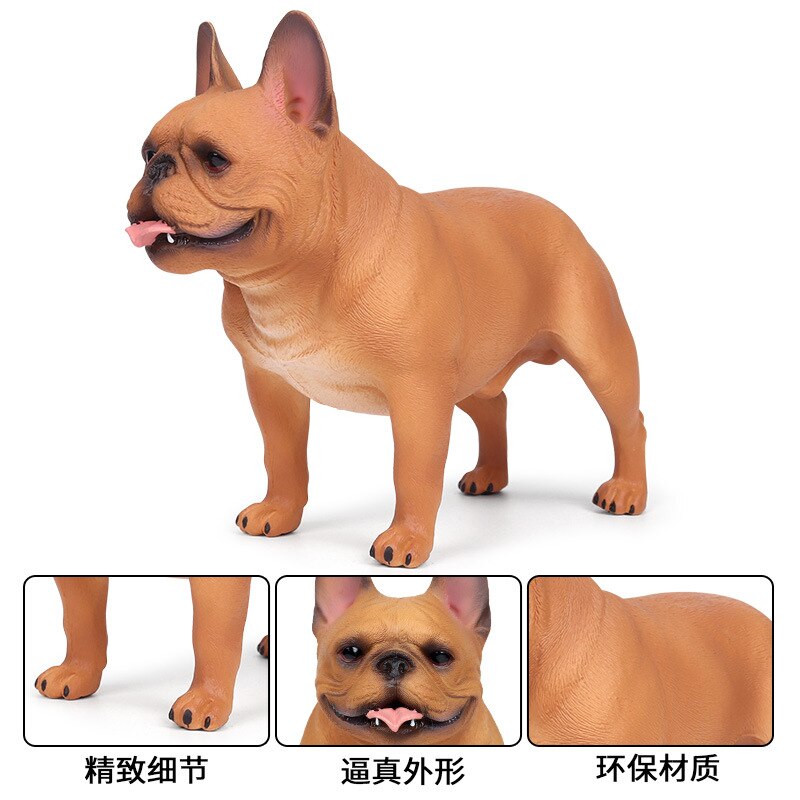 Modèle de chien de simulation statique, animal solide brun, grand bouledogue, jouet d'ornement pour enfants, chien