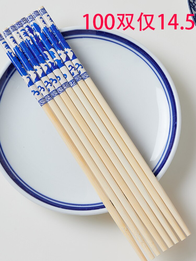 100pcs Bamboo Chopsticks PCs Household Chinese Style Blue and White Porcelain Bamboo Chopsticks Disposable Chopsticks