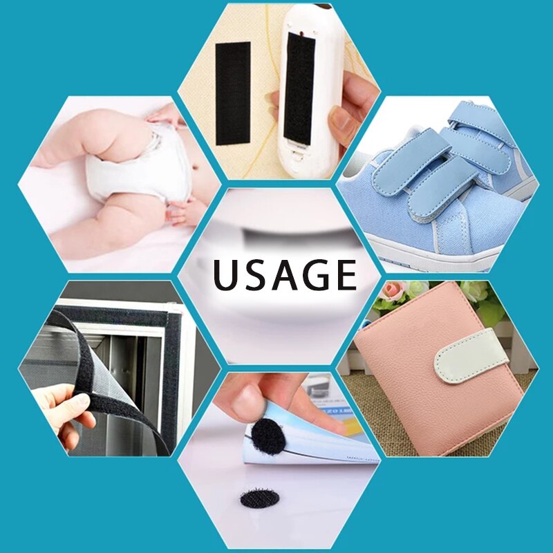 Magic Tape Self Adhesive with Glue Hook Loop Fastener Nylon Sticker Tape Sewing Adhesive Garment DIY Accessories 20/25mm*1M