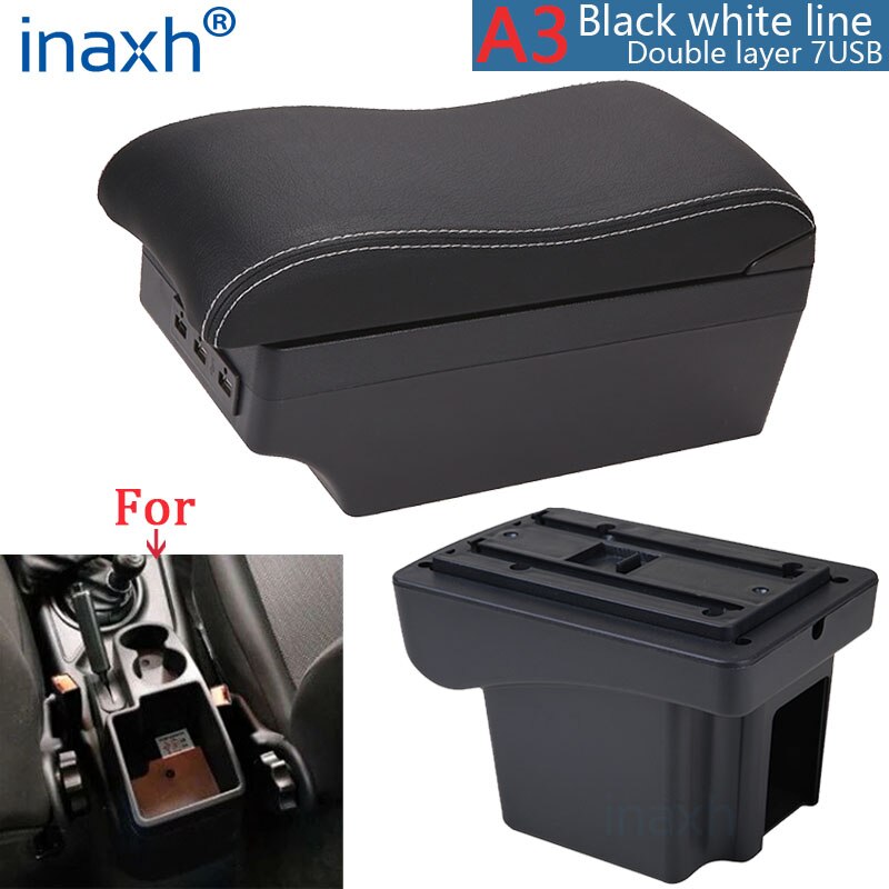 Für Chevrolet NIVA Armlehne nachrüsten teile Auto Armlehne Kasten Lagerung Kasten Auto Innen zubehör Ladung USB: A3 Schwarz Weiß 7USB