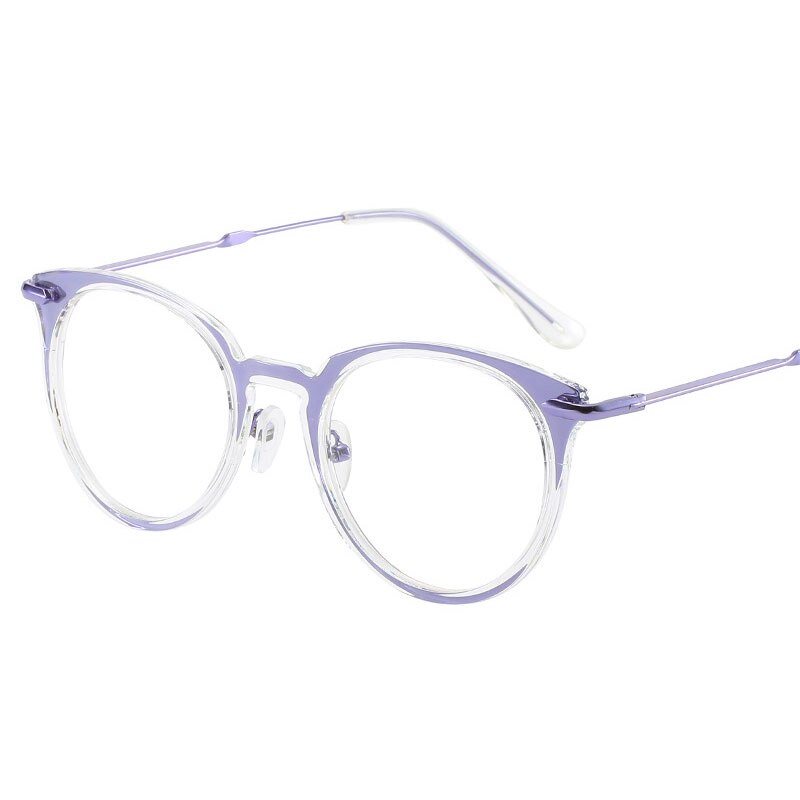 Vintage Eyewear Bril Frame Clear Glazen Half Frame Metalen Brillen Optische Bril Casual Frame Studenten Nep Bril: Paars
