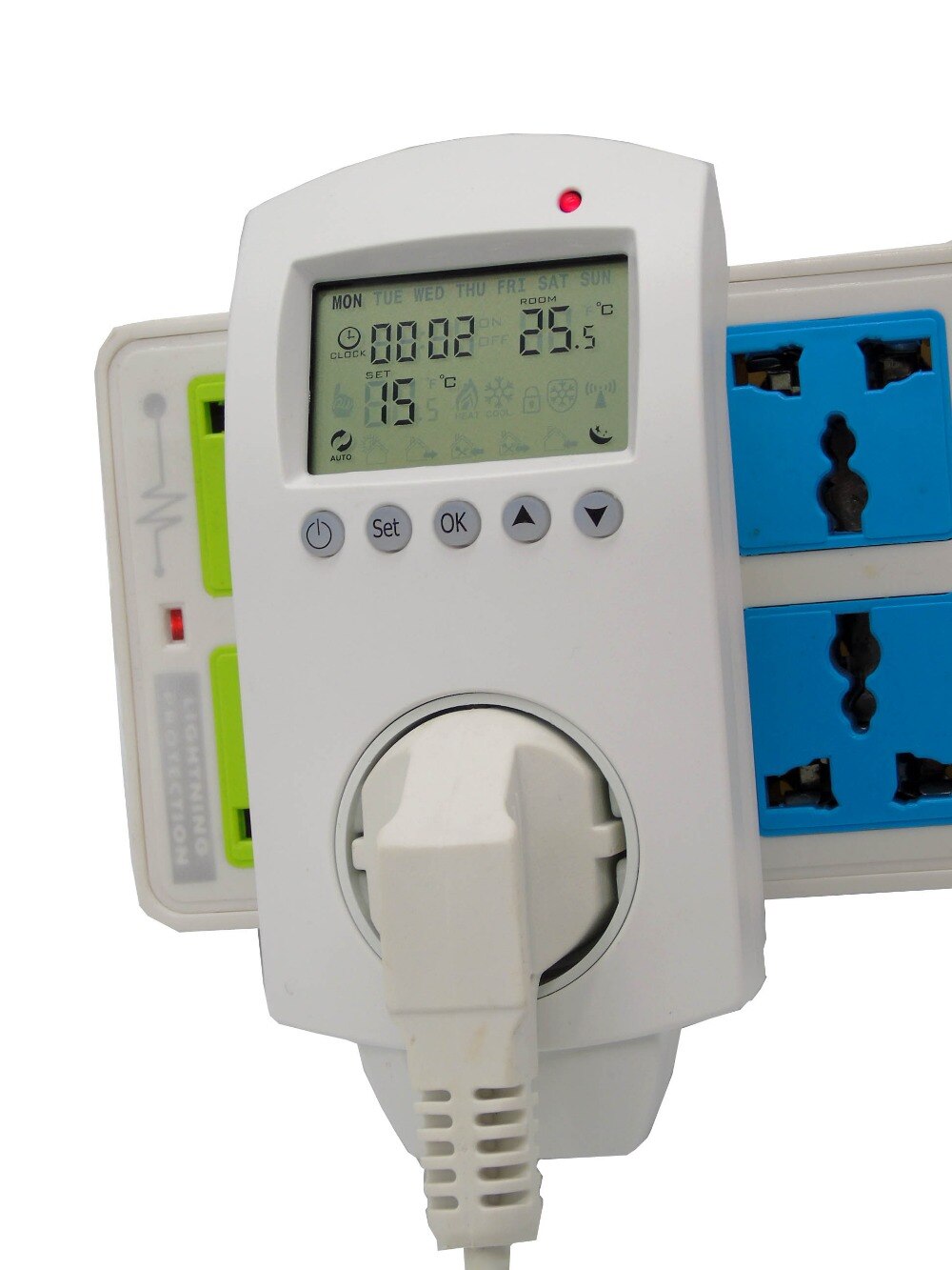 Termostato de enchufe programable de 16a 230V, enchufe europeo con temporizador de arranque, apagado regular