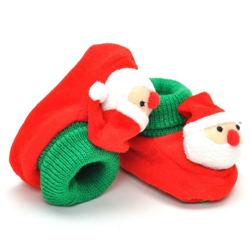 Zapatos de Papá Noel para primeros pasos para bebé, niño y niña, zapatos de vellón para niño pequeño, zapatos de invierno cálidos para bebé, zapatos de cuna para bebé