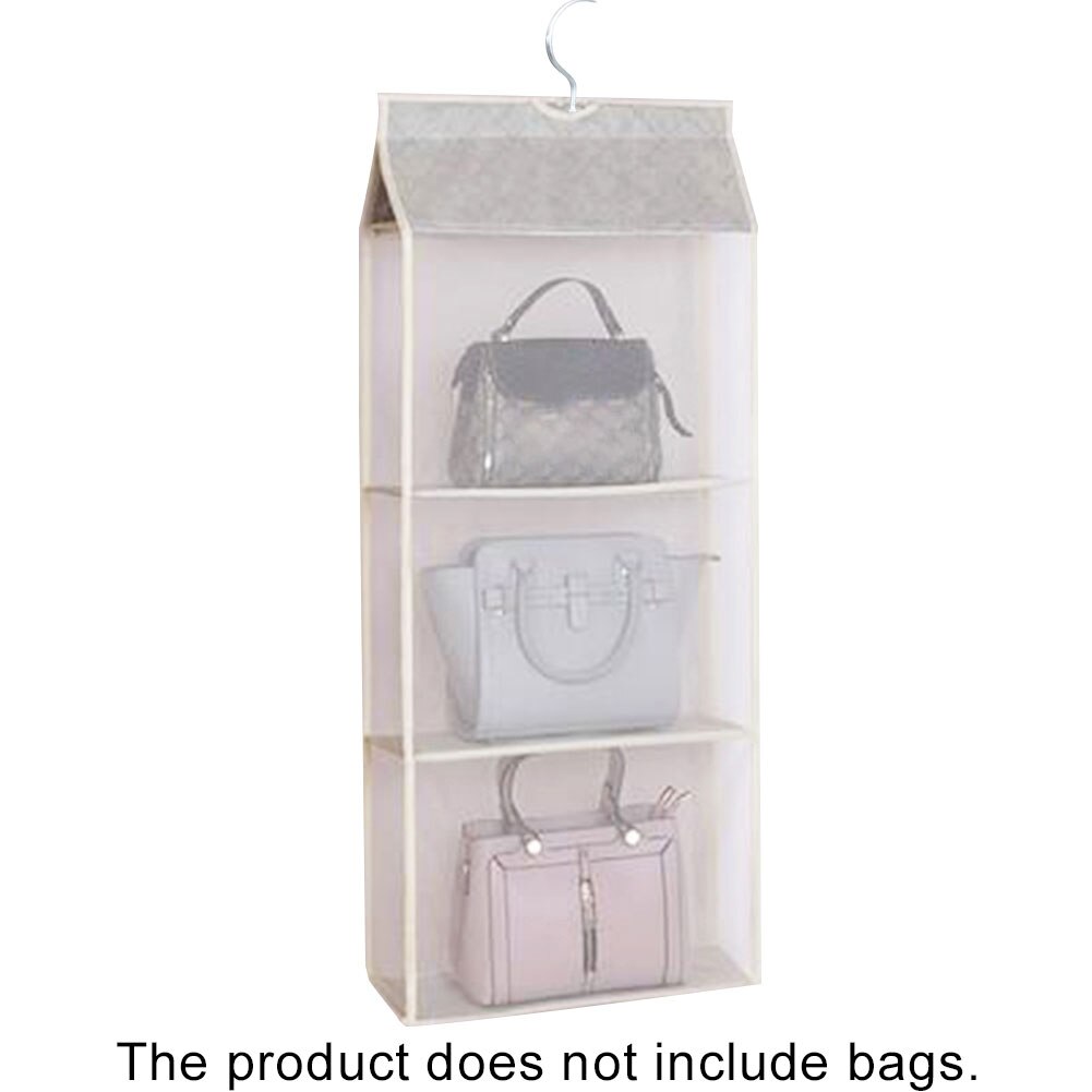 Dust-proof Wardrobe Folding Storage Bags Hanging Holder Organizer 2/3/4-Layer: Beige 3Layer