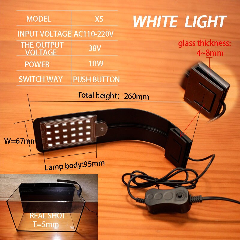 Finether-luz de acuario LED, iluminación para plantas, superfino, 24 peceras brillantes, acuario, agua interior, jardín, plantas domésticas: S7 Black