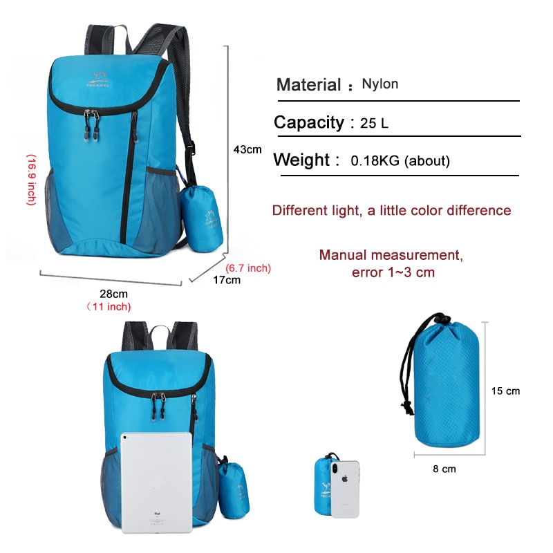 nueva mochila de almacenamiento ligero Unisex Casual bolsa de viaje plegable mochila al aire libre montañismo bolsa Paquete de piel