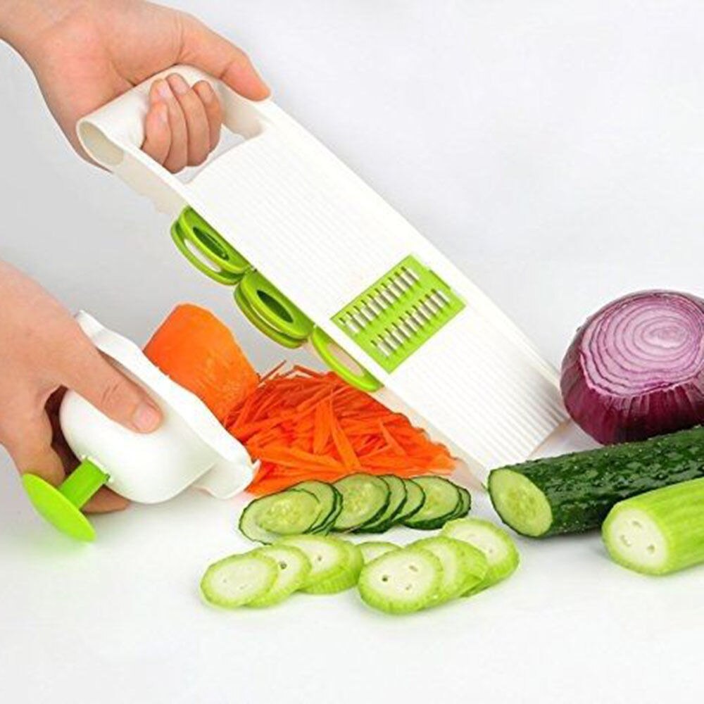 Multi Kartoffel Schneidemaschine Gemüse Cutter mit 5 Edelstahl Klinge Karotte Reibe Zwiebel Schneidemaschine Küche Zubehör Werkzeug