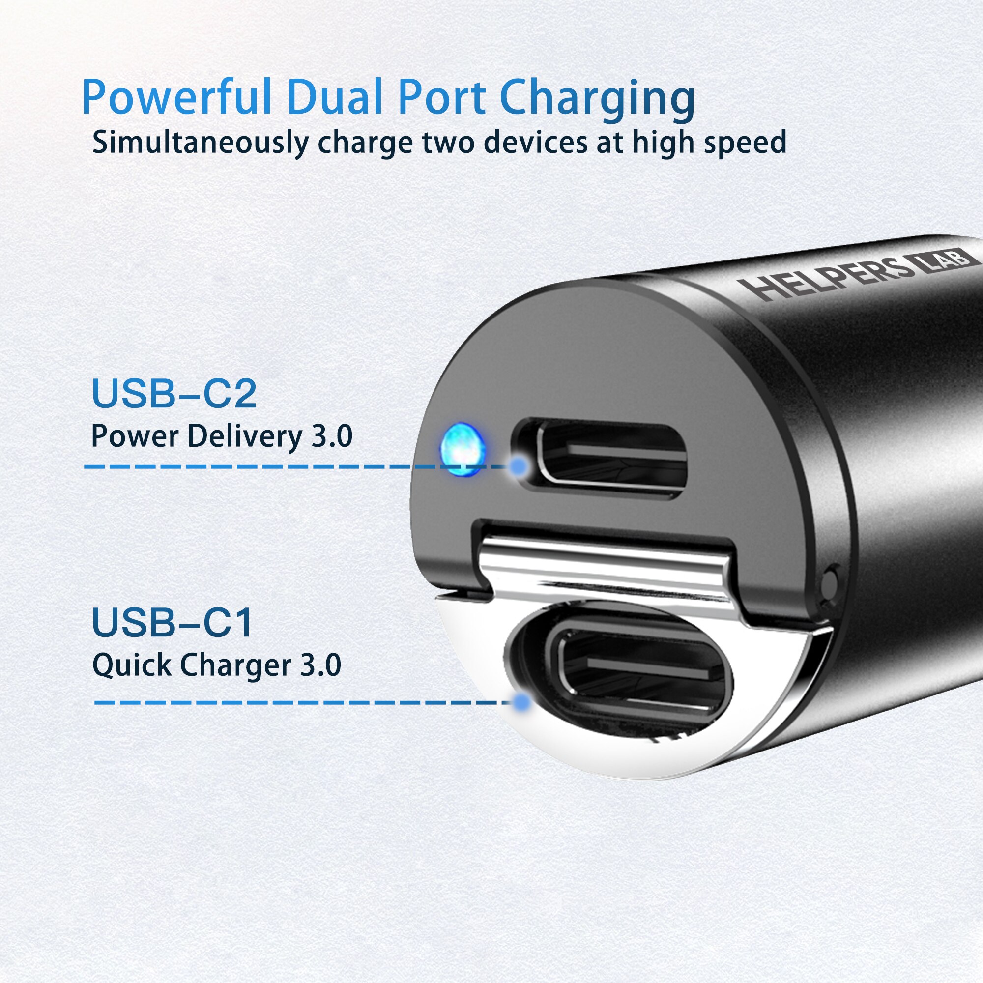 Dual USB-C Mini Autolader PD3.0 Pps Fast Charger Voor Iphone 12 11 Pro Max X Xs Xr Galaxy Note 10 S20 30W Met Dual USB-C Poort