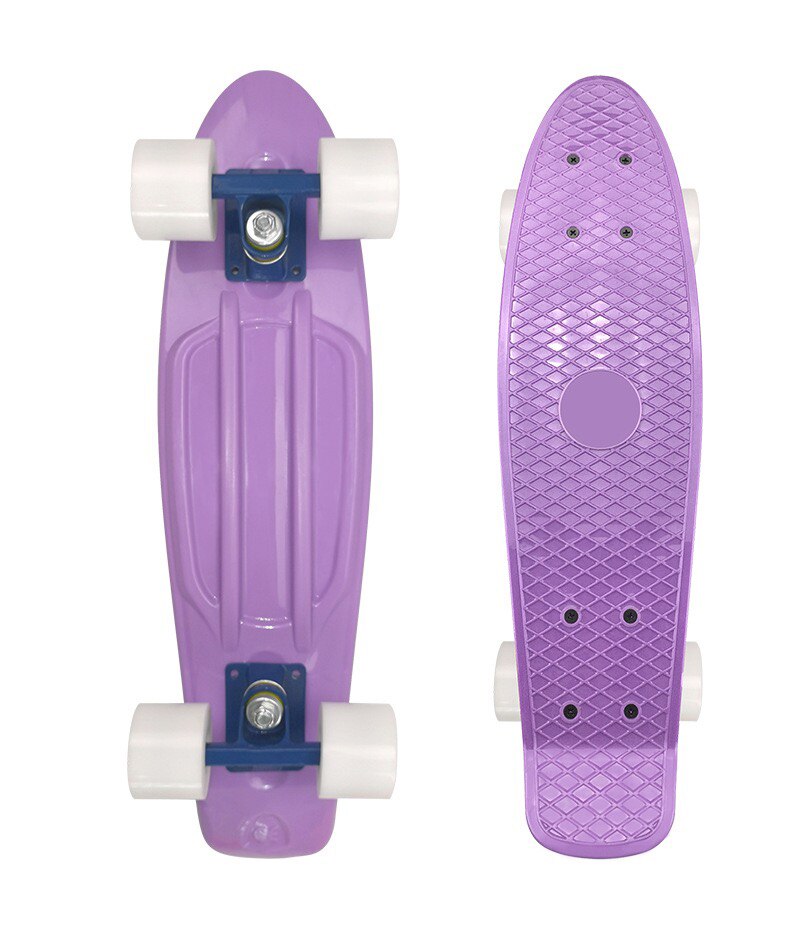 Mini patineta deportiva de 22 pulgadas para niños, monopatín de Color macarrón, Cruiser Multicolor: Purple(White wheel)