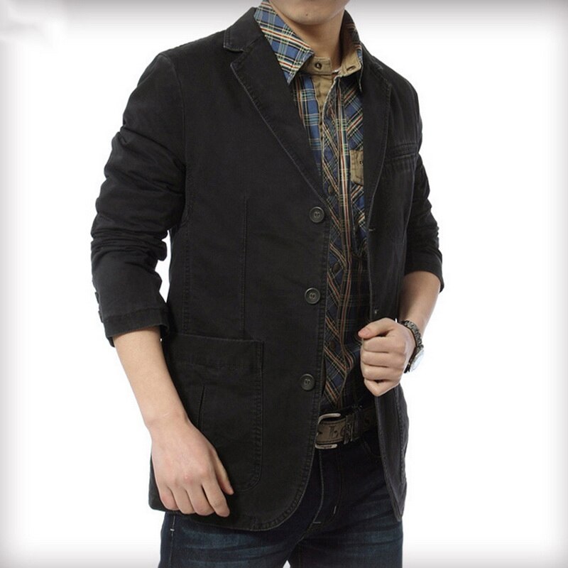 Chaqueta de traje maduro Blazer para hombre Chaqueta de traje informal para hombre delgado de 3 botones de un solo pecho capa de trabajo de talla grande M-4XL