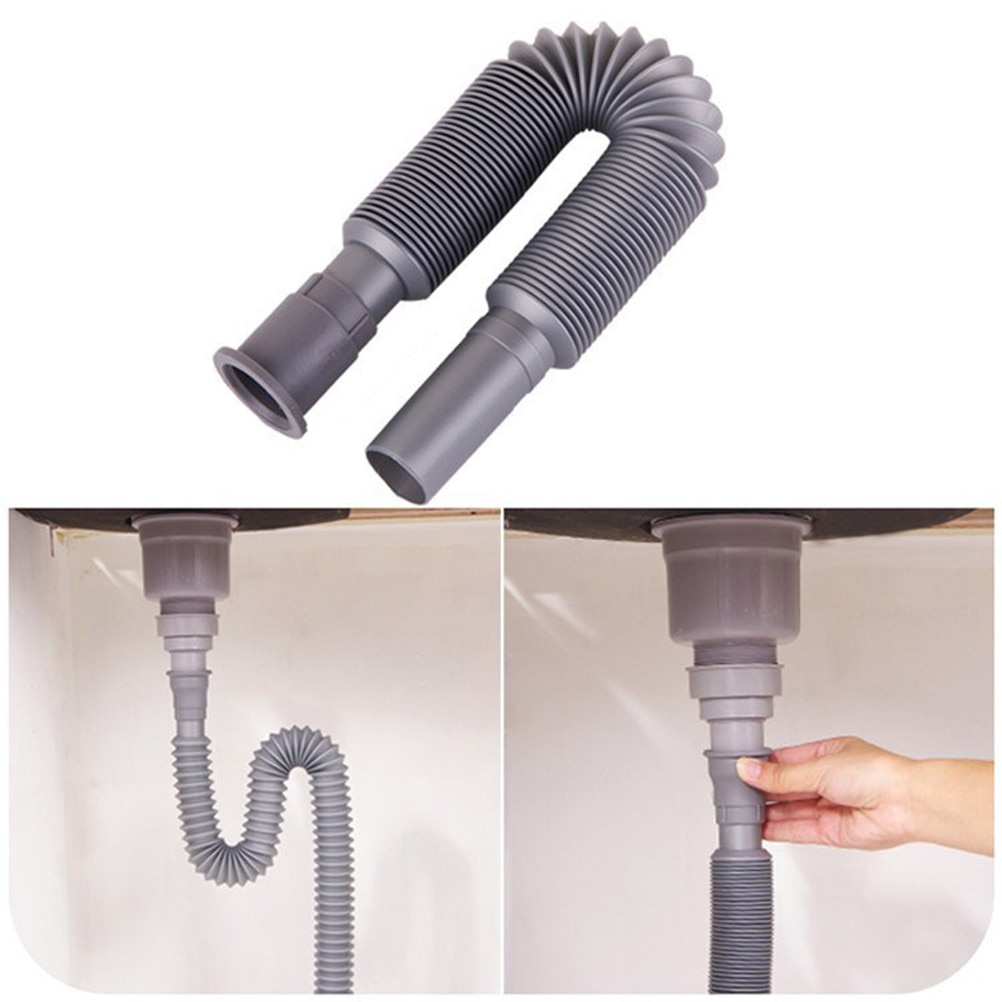 Tubería de drenaje de agua para fregadero de cocina, cuenco retráctil Flexible de plástico, 80cm