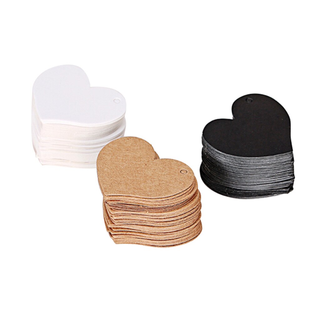 50pcs/set Blank Heart Shape Craft Paper Hang Tag Wedding Party Label Price Cards Decoration Bookmark 4.5*4cm