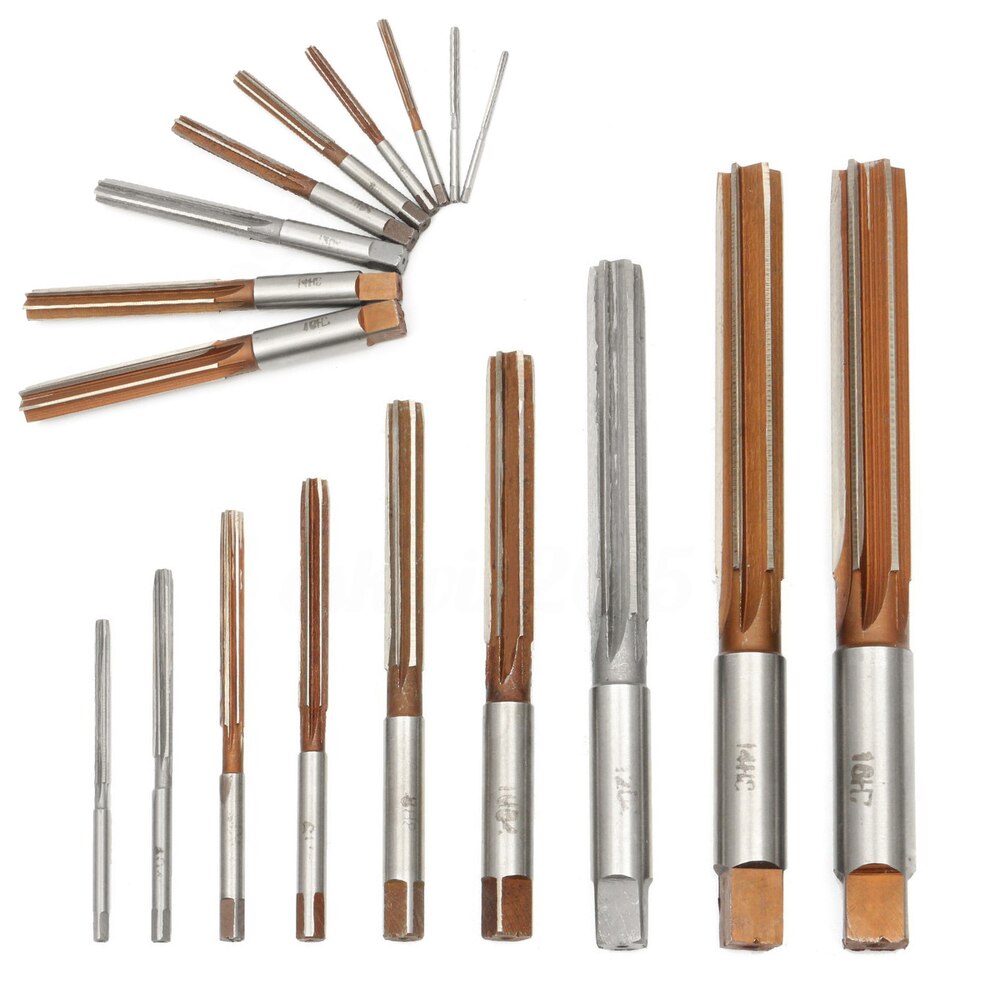 Escariador de vástago recto de 9 Uds H8 HSS, escariador manual de precisión, mandriladora de ingeniería, herramienta de corte de fresado 3/4/5/6/8/10/12/14/16mm