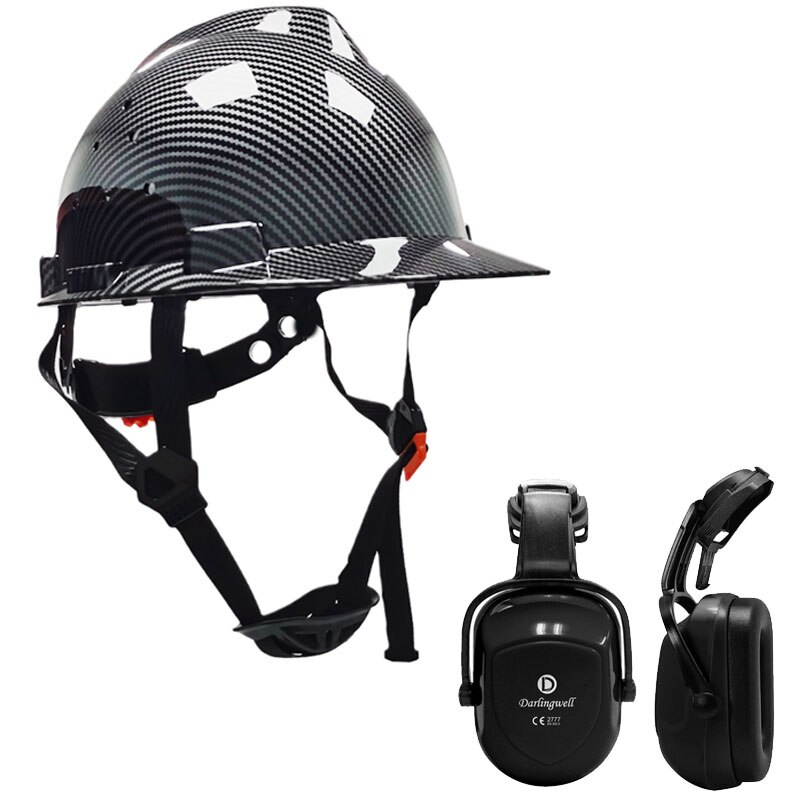 Sicherheit Helm mit Ohrenschützer Sicherheit Schutz Harte Hütte Bau Arbeit Kappe für Reiten Industrielle Sicherheit Helm: Loch Helm einstellen A