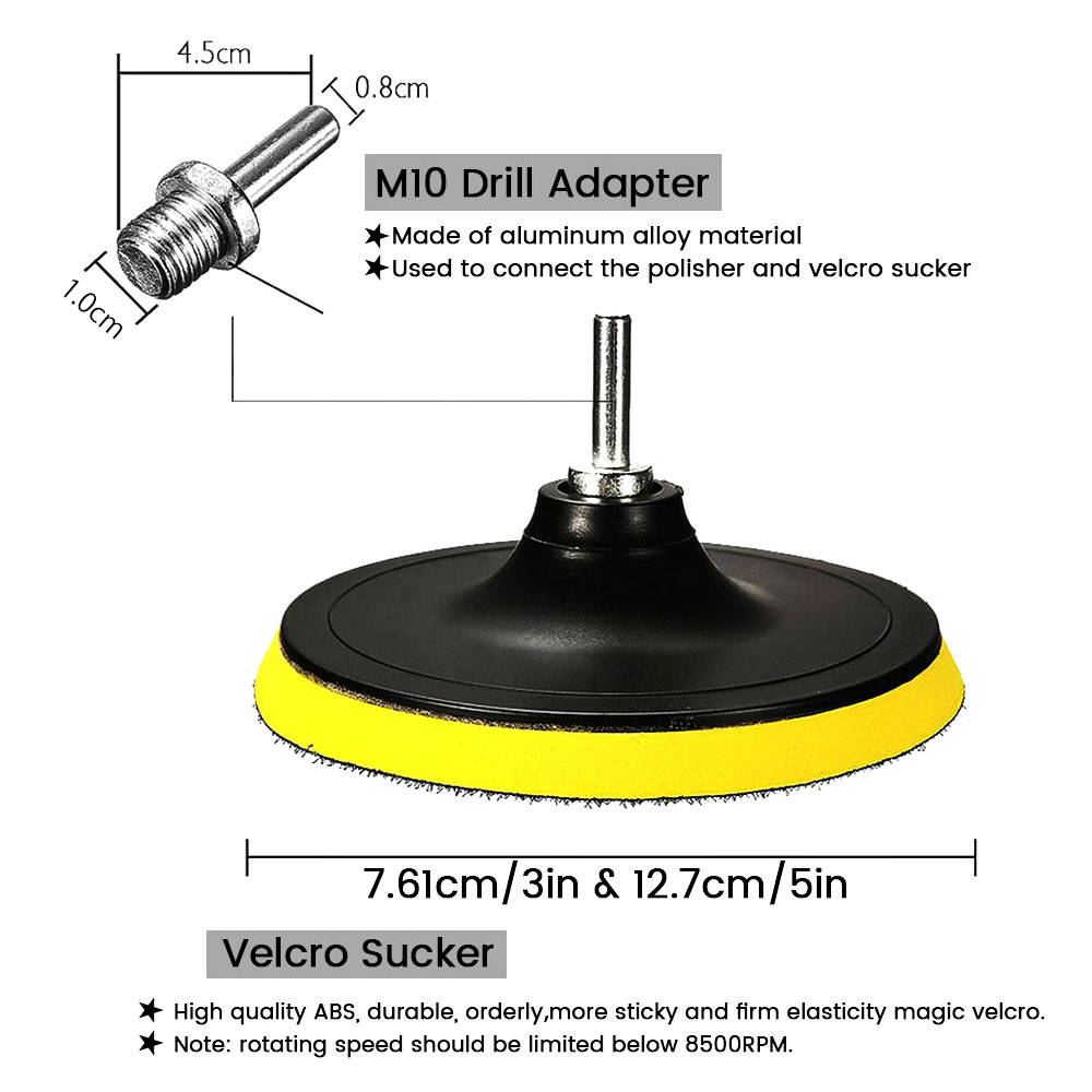 Car Polisher Pad Microfiber Auto Bonnet Polishing Buffer Pad Soft Wool Polishing Waxing Buffing Pad Cover Sponge kit
