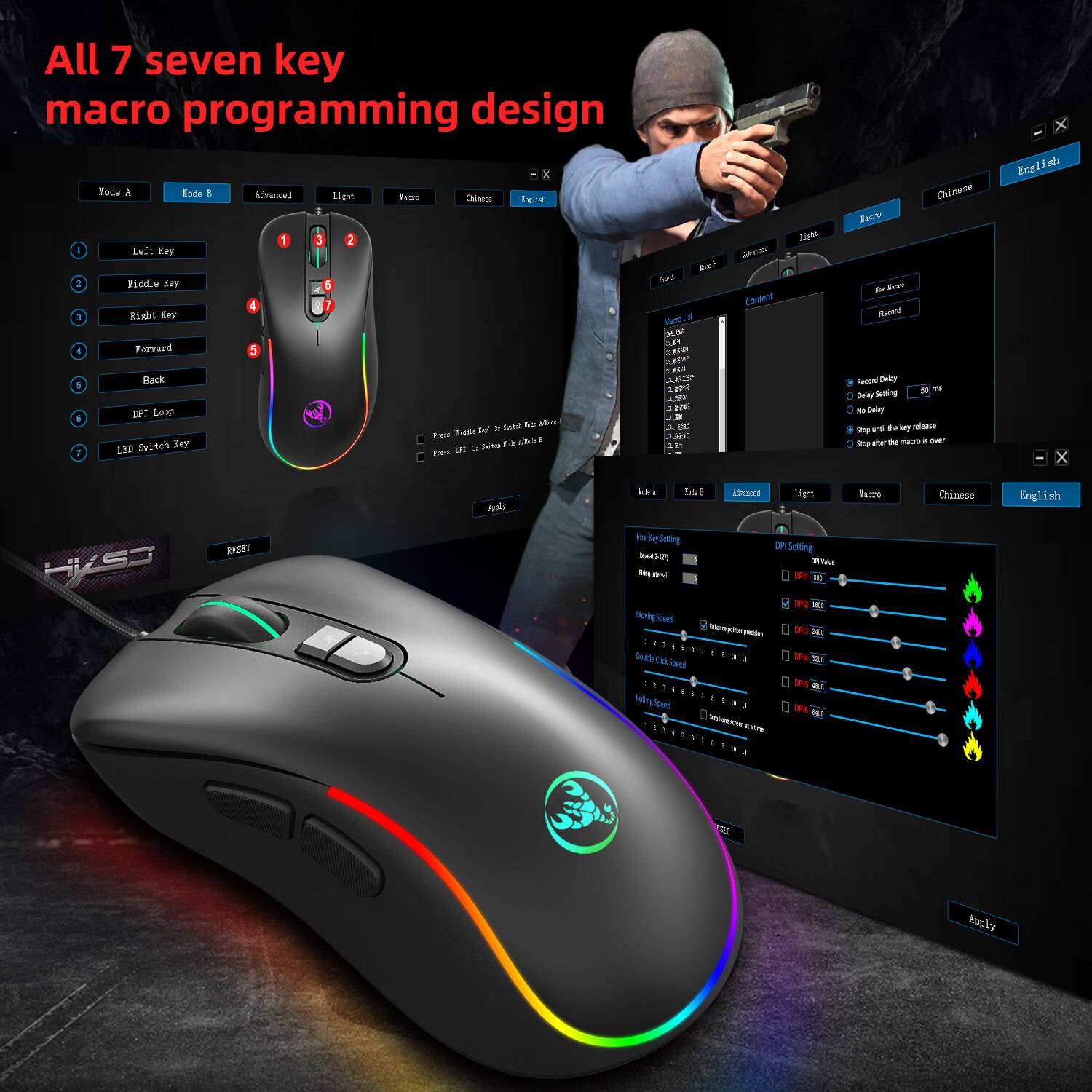 RGB Macro Programming Game Mouse 7 Keys Can Turn off Lights Support Various Games Wired Mouse Computer Mouse