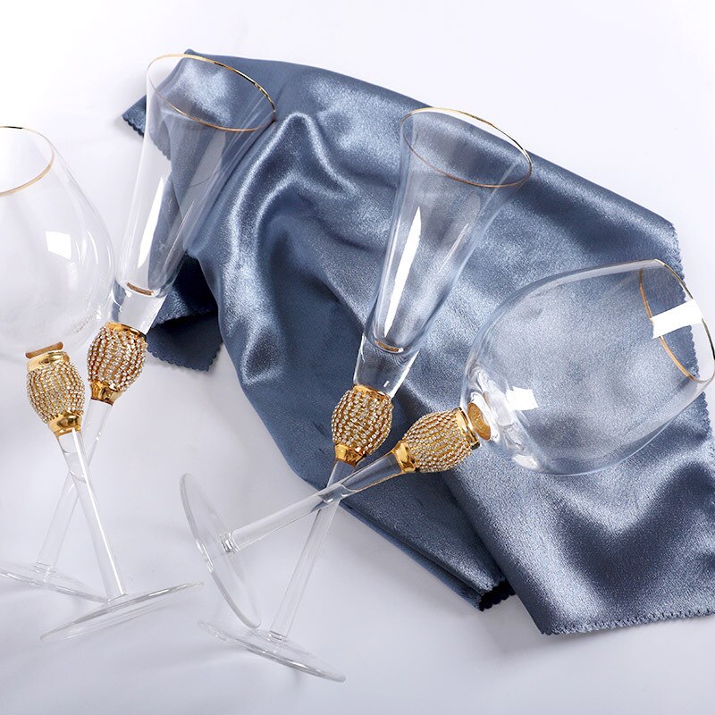 Copa de lujo de 200-600ml, copa de champán hecha a mano con diamantes incrustados, de vacaciones, copa de vidrio de vino tinto