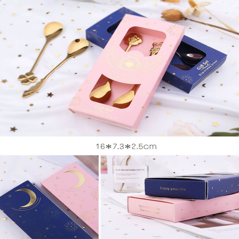 Japanese-style stainless steel coffee spoon dessert series set home kitchen rose four-leaf clover cartoon spoon
