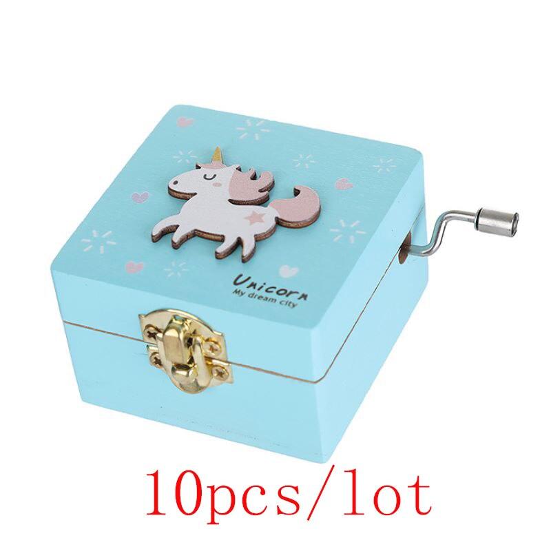 Caja Musical de madera para niños y niñas, 10 Uds., caja de de recuerdo de cumpleaños
