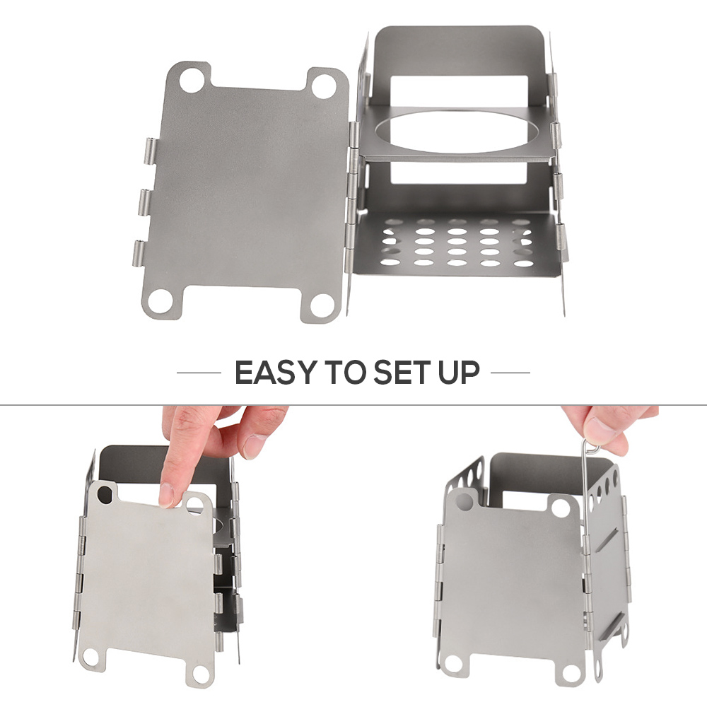 Titanium Camping Wood Stove Portable Outdoor Folding Lightweight Titanium Wood Stove Burning Picnic Alcohol Wood Stove