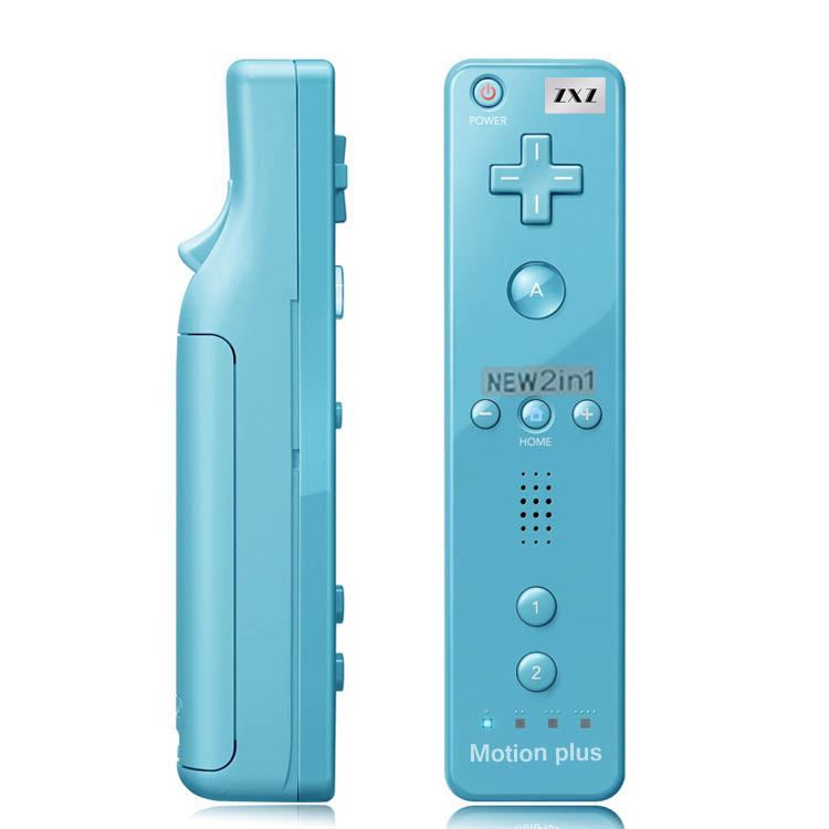 2 in 1 For Wiimote Built in Motion Plus Inside Remote Controller For Wii Remote Motionplus With Silicone Case For Nintendo: Blue